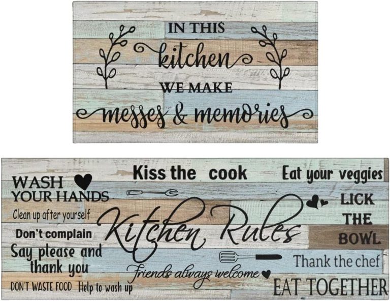 Farmhouse Kitchen Rug Sets of 2 Piece Non Slip Kitchen Rugs and Mats Washable Kitchen Mats for Kitchen Floor Mat Carpet Runner Rugs for Hallway Laundry Decor 17”x30“+17” X 47”