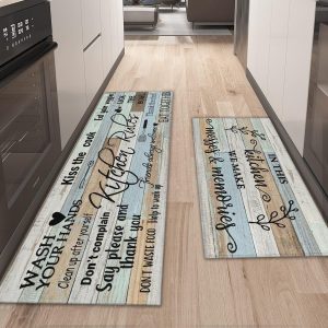 Farmhouse Kitchen Rug Sets of 2 Piece Non Slip Kitchen Rugs and Mats Washable Kitchen Mats for Kitchen Floor Mat Carpet Runner Rugs for Hallway Laundry Decor 17”x30“+17” X 47”