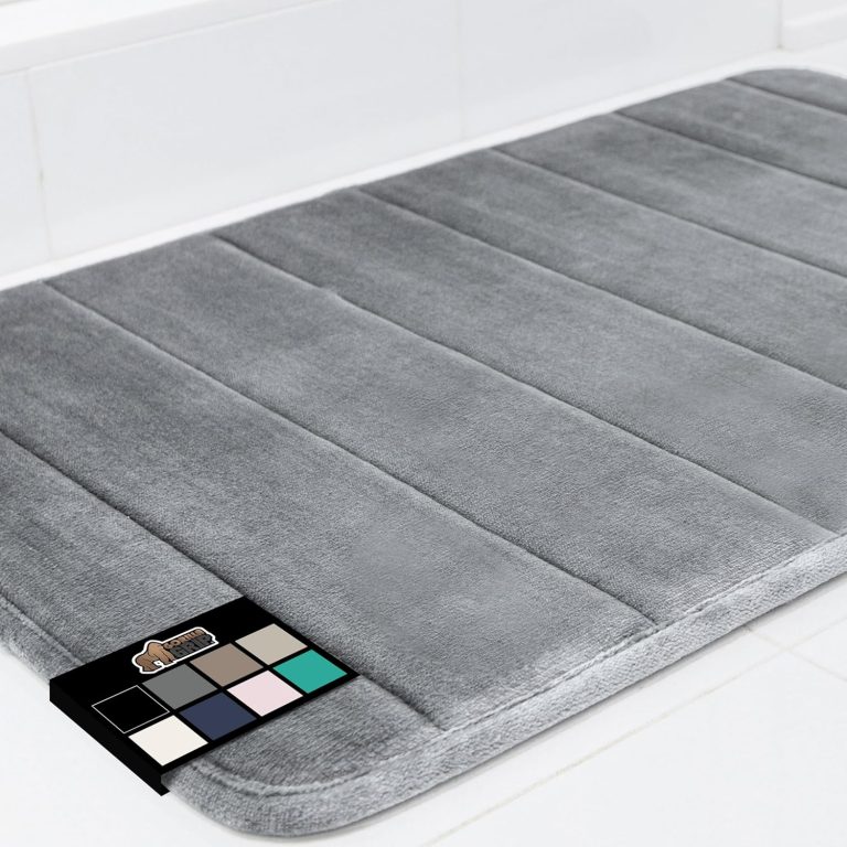 Gorilla Grip Memory Foam Bathroom Rug, Soft Absorbent Comfortable Bath Mat, Dots on Underside, Machine Wash Bathmat, Cushioned Shower Floor Carpet Rugs, Room Accessories, 24×17 Graphite Gray