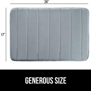 Gorilla Grip Memory Foam Bathroom Rug, Soft Absorbent Comfortable Bath Mat, Dots on Underside, Machine Wash Bathmat, Cushioned Shower Floor Carpet Rugs, Room Accessories, 24×17 Graphite Gray