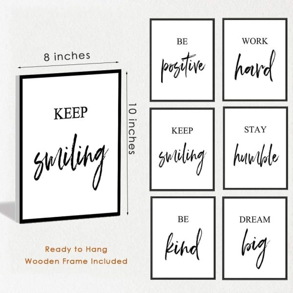 Inspirational Wall Art, Framed Motivational Canvas Wall Art Positive Quote for Living Room Bedroom Office, Stretched Ready to Hang (Set of 6, 8X10in, Framed) - Image 6