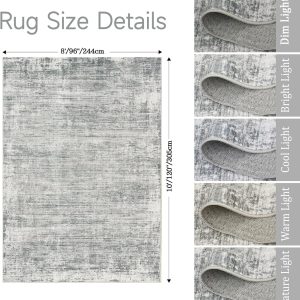 zesthome 8×10 Area Rugs for Living Room, Non-Slip Backing Washable Rug, Modern Abstract Area Rug, Stain Resistant Rugs for Bedroom, Ultra-Thin Large Area Rugs, Area Rug 8×10