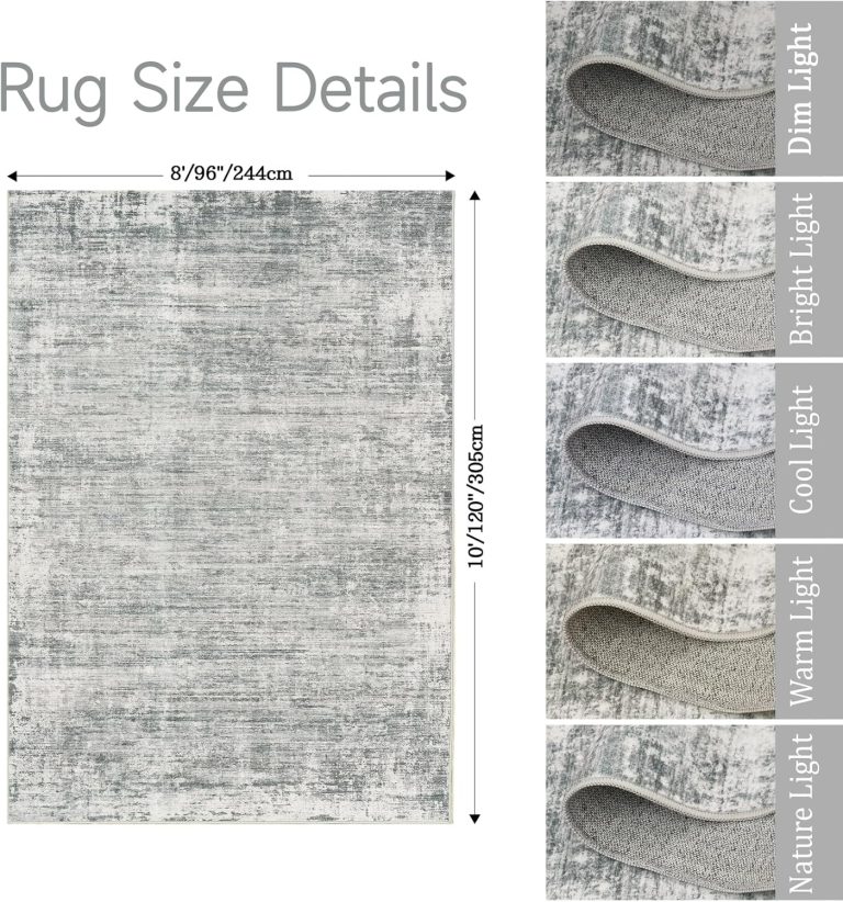 zesthome 8×10 Area Rugs for Living Room, Non-Slip Backing Washable Rug, Modern Abstract Area Rug, Stain Resistant Rugs for Bedroom, Ultra-Thin Large Area Rugs, Area Rug 8×10